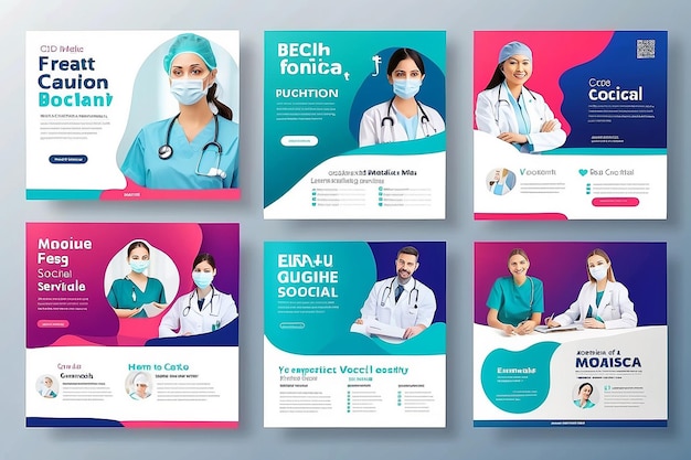 Professional medical healthcare service Social Media Post Template covid social media post Editable banner