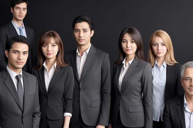 professional men and women group photograph in black suit