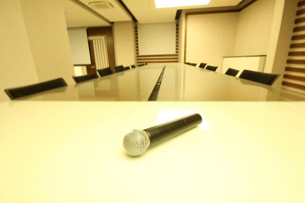 Professional microphone in meeting room empty meeting room