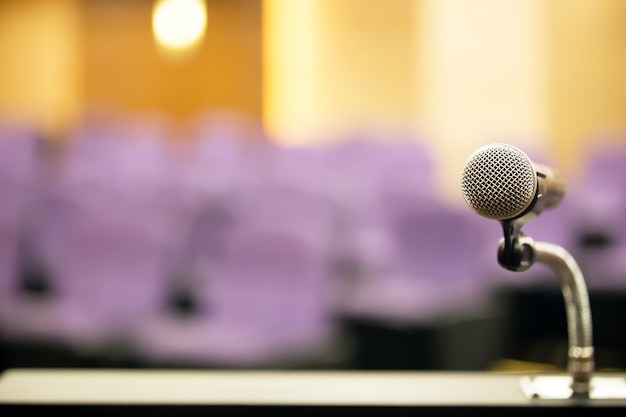 Photo professional microphone on the podium.