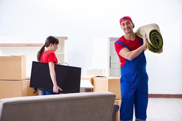 Professional movers doing home relocation