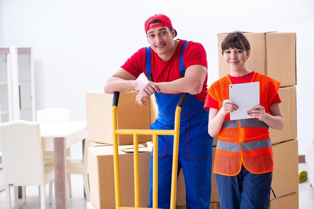 Professional movers doing home relocation