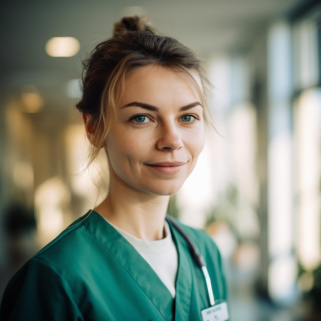 Professional nurse doctor or hospital physician with a natural portrait style Woman or female with arms crossed for healthcare medical wellness and a happy confident and proud real smile