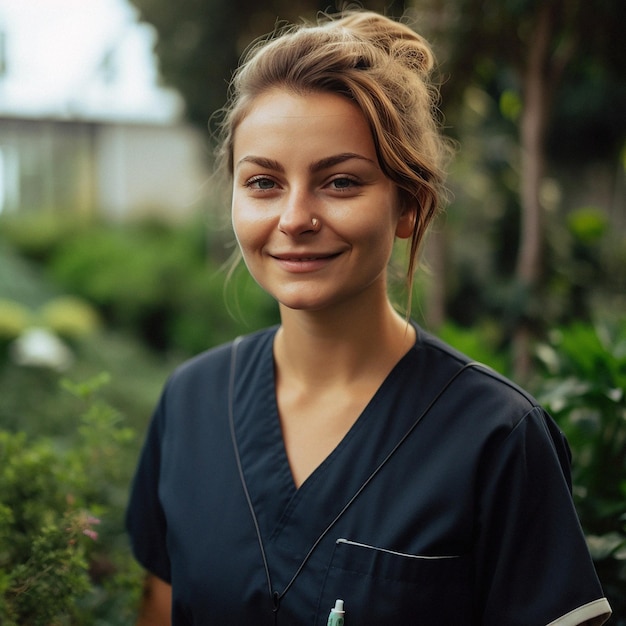 Professional nurse doctor or hospital physician with a natural portrait style woman or female with arms crossed for healthcare medical wellness and a happy confident and proud real smile