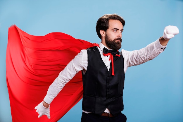 Photo professional person wears red cape