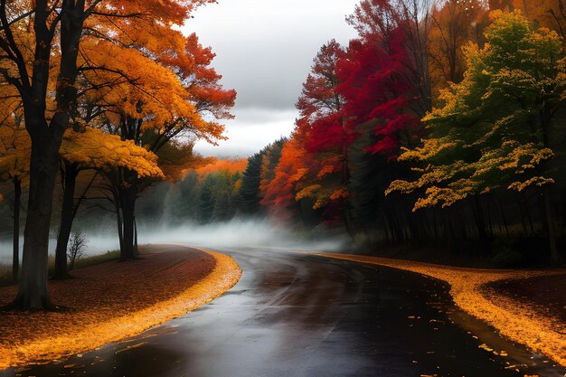 professional photo photo of autumn landscape dramatic lighting gloomy cloudy weather