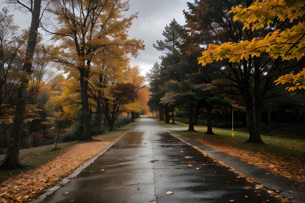 professional photo photo of autumn landscape dramatic lighting gloomy cloudy weather