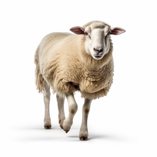 Professional Photo Of Sheep In Movement On White Background