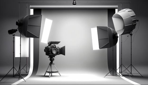 Professional Photo Studio Set with Lights and Background