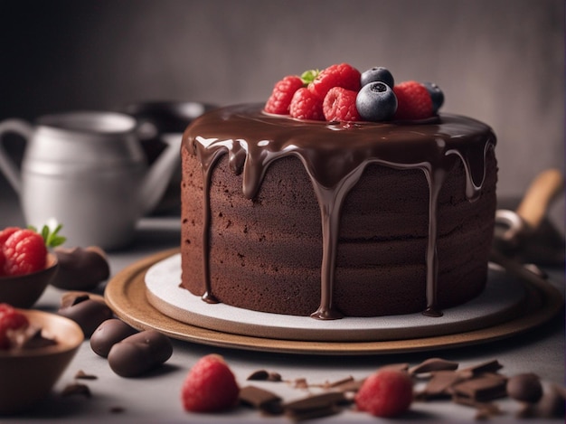 A professional photography of delicious chocolate cake