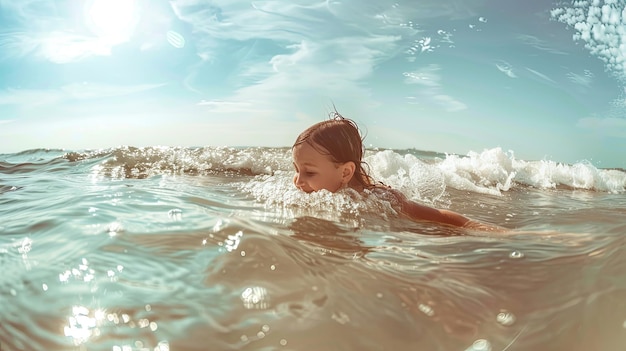 Professional Photography Young Child Emerging from the Ocean