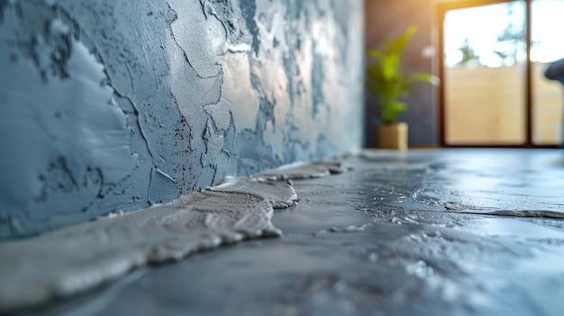 Professional Plasterer Applying Fresh Plaster in Bright Modern Room