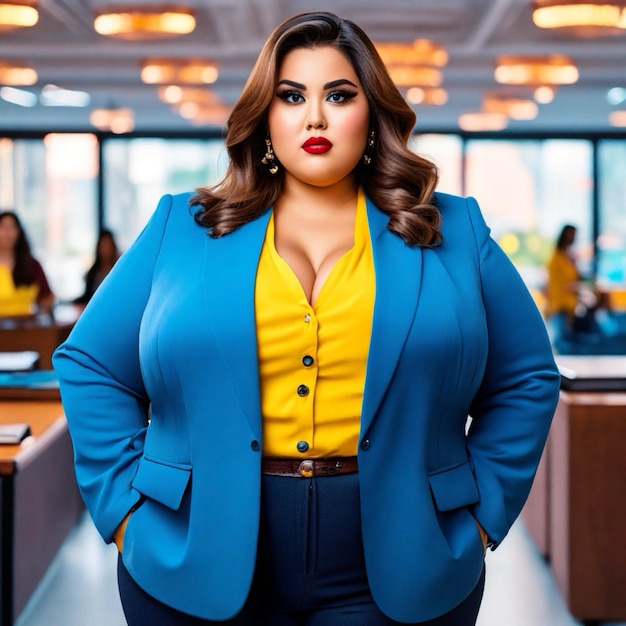 Premium Photo  Professional Plus Size Manager Posing Looking at Camera  Illustration