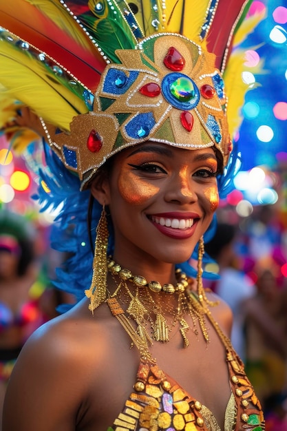 Professional portrait of sensual and beautiful brazilian woman during Rio carnival