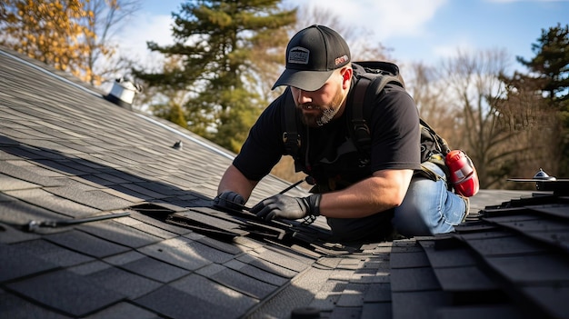 Professional precise roofing repair weatherproofing maintenance safeguarding leak prevention skilled expert renovation home improvement Generated by AI