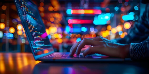 professional programmer using laptop for software development and web design with chatgpt concept programming web design software development chatgpt integration professional tools