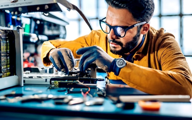 Professional repairman repairing computer in the workshop AI_Generated