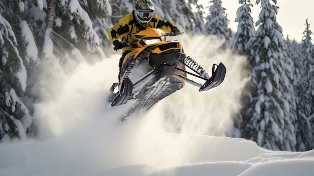 Photo professional snowmobiler photo realistic illustration