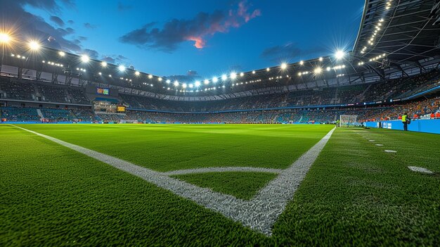 Photo a professional soccer match under the background