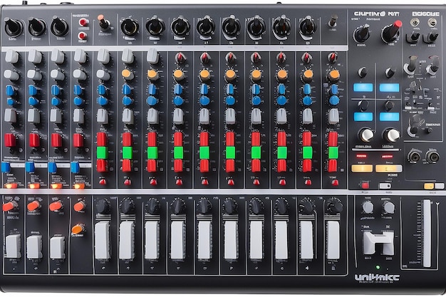 Photo professional sound mixing equipment isolated music mixer board