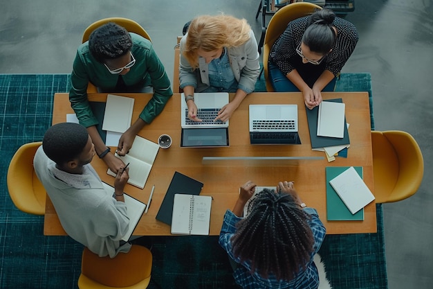 Professional Team Collaborating at Modern Office Table with AI generated