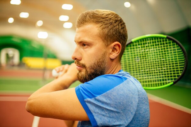 Professional tennis traner player playing a game