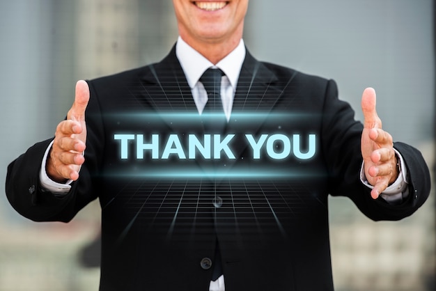 Photo professional thank you with elegant background