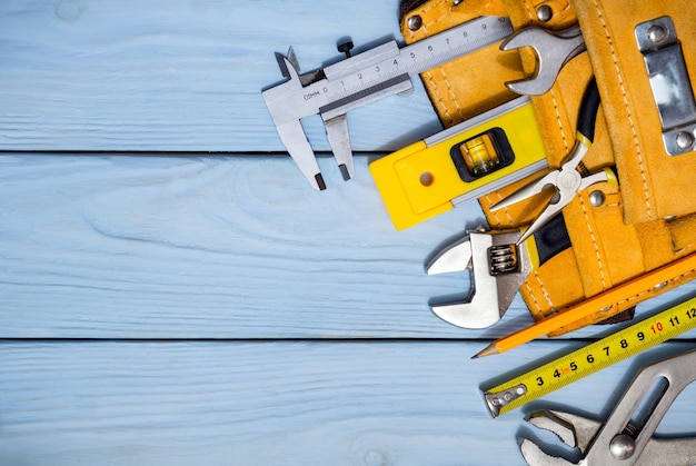 Professional tools kit for a builder in bag