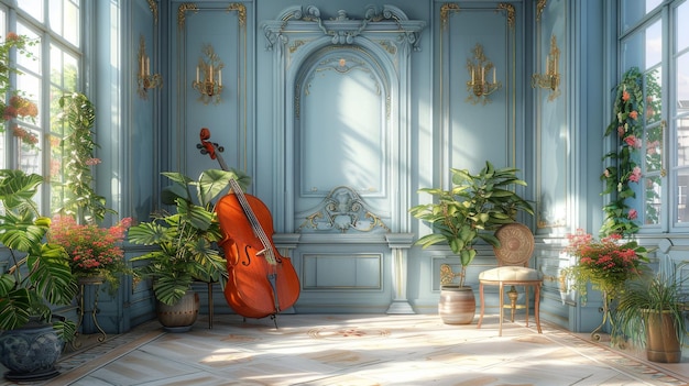 写真 音楽学校の部屋でプロのバイオリン ヴィンテージインテリア 楽器 アート ホビー