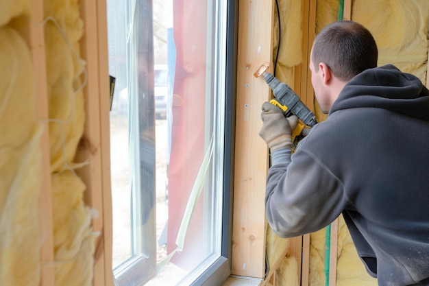 Professional weatherproofing windows before insulating