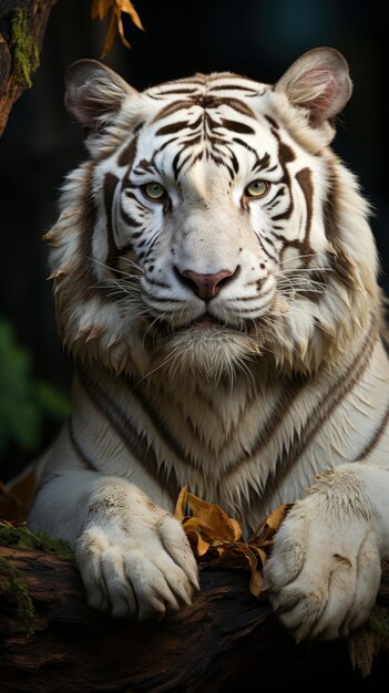 Professional wild life photograph of Rudra white tiger sitting on the rock looking with sharp vision