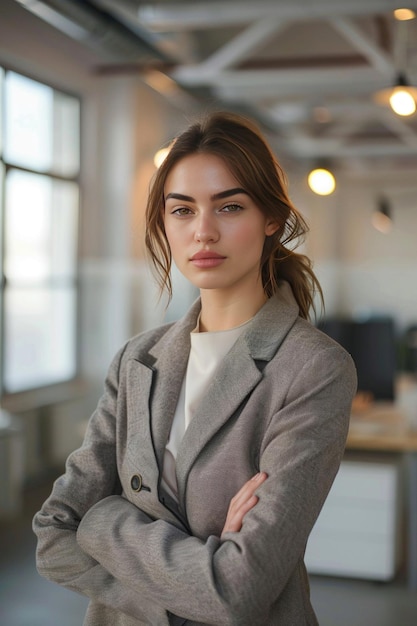 Photo professional woman in office confident stance