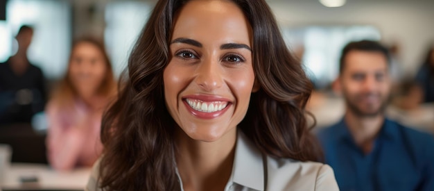 Professional Woman Smiling During Corporate Meeting