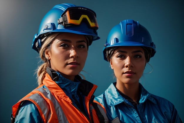 Professional Worker in Reflective Clothing and Hard Hat Standing Front View