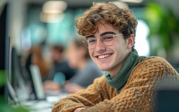 Professional Working on Computer in Modern Office