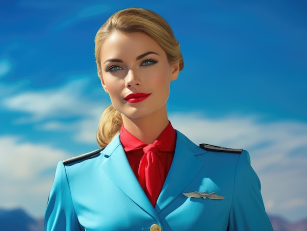 A professional young hot stewardess