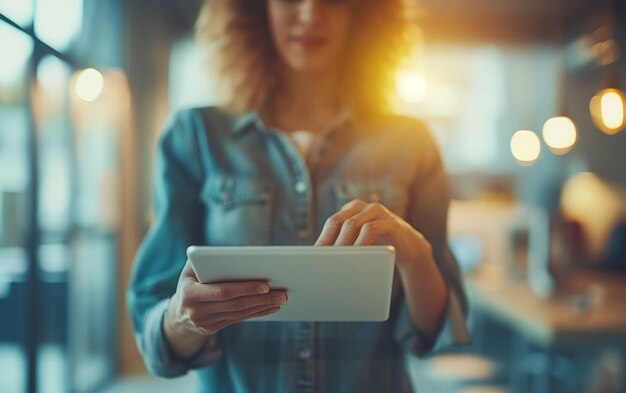 Professionals collaborating over a digital tablet