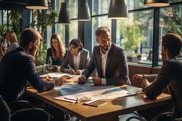 Professionals die teamwerk demonstreren tijdens het werk Generatieve AI