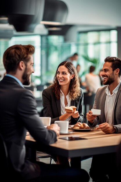 professionals enjoying a coffee break Created with generative AI technology