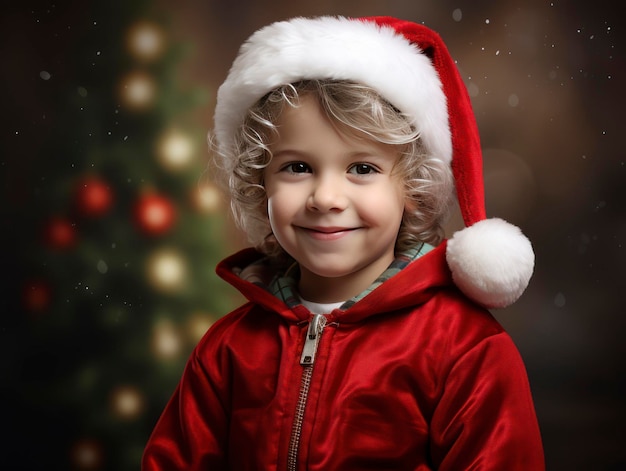 Foto professioneel studio portret van jonge moderne kerstman jongen