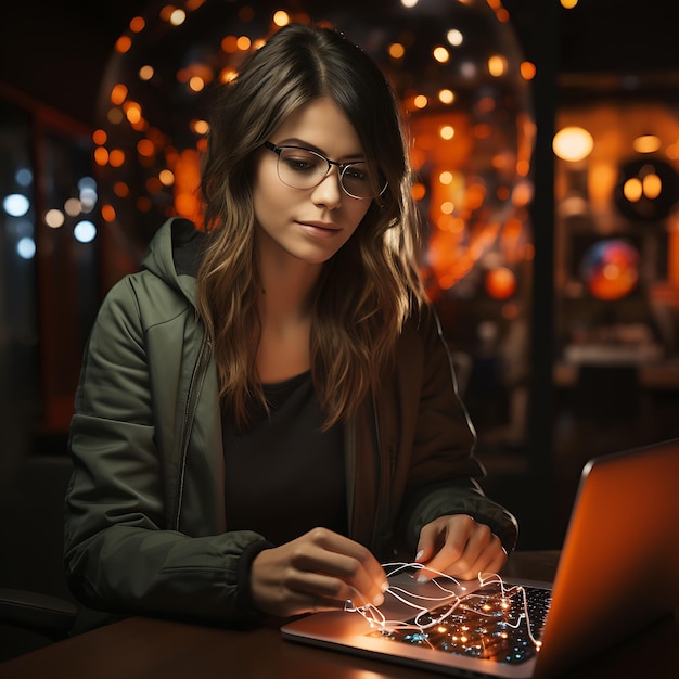 Professioneel wijfje dat aan laptop werkt