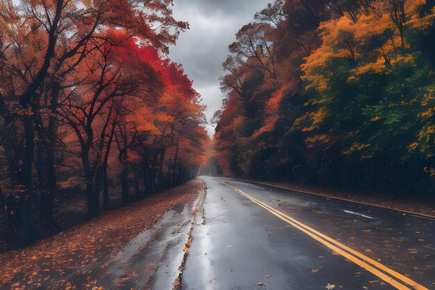 professionele foto foto van het herfstlandschap dramatische verlichting somber bewolkt weer