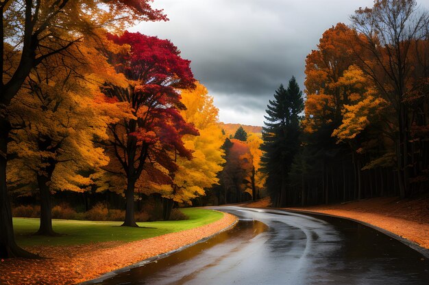 professionele foto foto van het herfstlandschap dramatische verlichting somber bewolkt weer