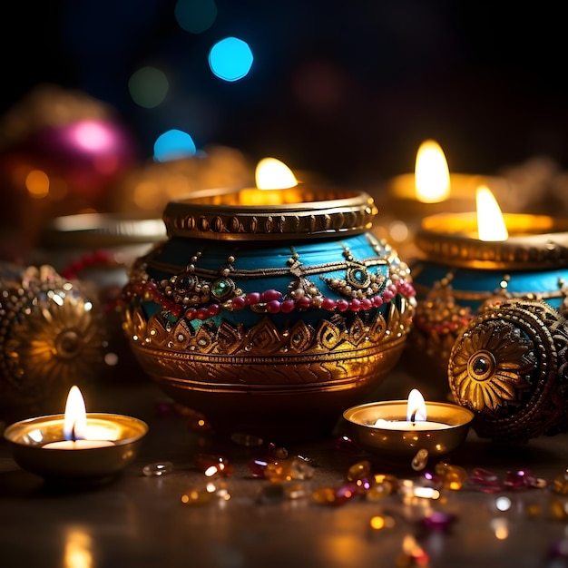 Professionele fotografie van de feestelijke sfeer van het Diwali-festival en de spiritualiteit van Diwali