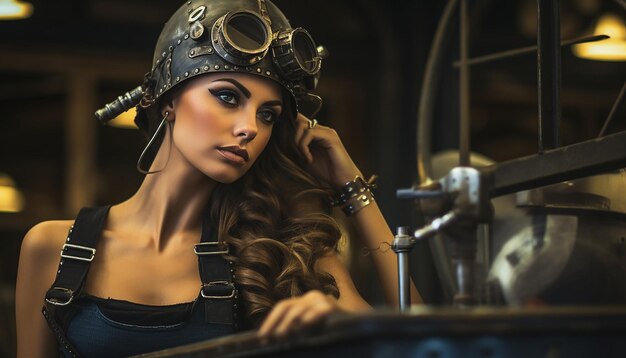 Foto professionele fotografie van instagram model met dieselpunk stijl