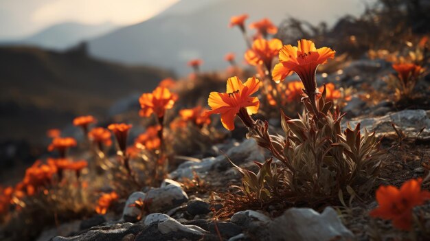 Professionele fotografie van oranje wilde bloemen