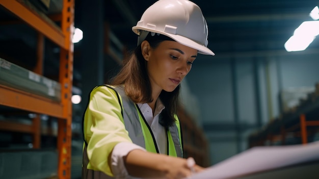 Professionele ingenieur en vrouw Kwaliteitscontrole in fabriek en magazijn, onderhoud en inspectie Generatieve AI-workshop voor fabrieksoperators