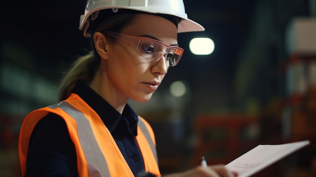 Professionele ingenieur en vrouw Kwaliteitscontrole in fabriek en magazijn, onderhoud en inspectie Generatieve AI-workshop voor fabrieksoperators