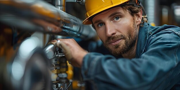 Professionele loodgieter die werkzaamheden verricht aan de reparatie en installatie van loodgieterij in een badkamer Concept Loodgieterij Reparaties Badkamerinstallaties Professionele loodgewer Residentiële diensten Betrouwbare reparaties