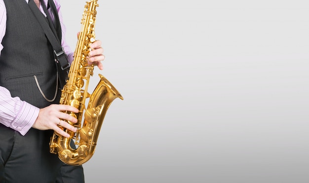 Professionele saxofonist close-up